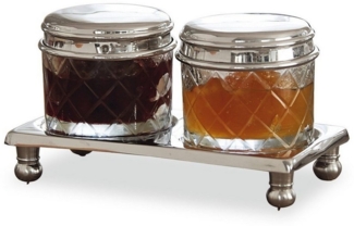 Mirabeau Vorratsdose Dosen 2er Set Aiton klar/silber, Glas, Deckel: Messing, Halterung: Messing