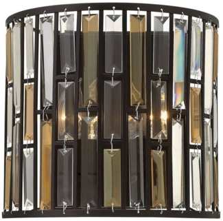 Licht-Erlebnisse Wandleuchte PRISM, ohne Leuchtmittel, Wandlampe Bronze Glas Metall E14 Jugendstil Beleuchtung