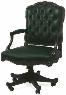 Casa Padrino Luxus Barock Schreibtischstuhl Dunkelgrün / Dunkelbraun - Made in Italy