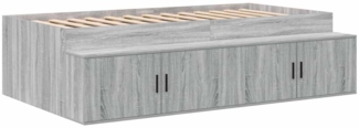 vidaXL Bett mit Stauraum Grau Sonoma 75 x 190 cm Holzwerkstoff 3335218