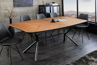 riess-ambiente Esstisch GRANDEZZA 180-270cm natur/schwarz - Walnussfurnier, Metall, Ausziehbar (Einzelartikel, 1-St), Industrial Ausziehtisch - ideal für Konferenzraum, Wohn- und Esszimmer