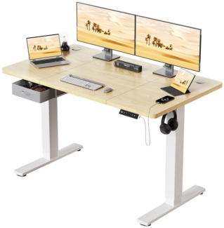 HOMALL Schreibtisch mit Memory-Funktion, höhenverstellbar, breitere Tischplatten (Tischplattenbreite 80 cm, mit Schublade, mit USB-Ladeanschluss, aus vier Platten zusammengesetzt)