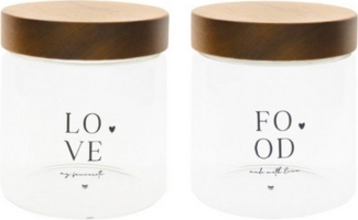 Bastion Collections Geschirr-Set Vorratsdose 2er Set - LOVE & FOOD - transparent