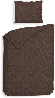 Heckett & Lane Flanell Bettwäsche 135x200 Alloro Coffee Quartz braun Miniblätter