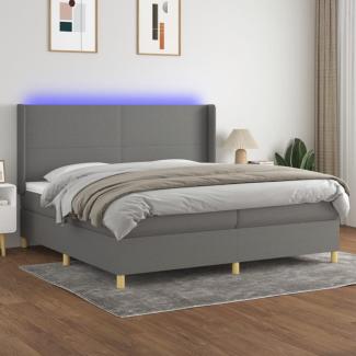 vidaXL Boxspringbett mit Matratze & LED Stoff Dunkelgrau 200 x 200 cm, Härtegrad: H2 [3138742]