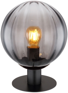 LED Tischleuchte, Metall, Schwarz-matt, Glas Rauchfarbe, D 23 cm
