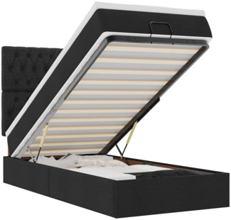 vidaXL Ottoman-Bett mit Matratze & LEDs Schwarz 100x200 cm Stoff 3314067
