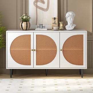 BlingBin Sideboard Kommode Highboard (1 St), mit 3 Rattan verzierten Türen