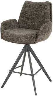 Barhocker 2er-Set Riloure, Webstoff mit Armlehne, modern drehbar, braun, gepolstert