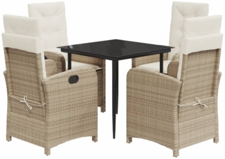 vidaXL 5-tlg. Garten-Essgruppe mit Kissen Beige Poly Rattan 3212371