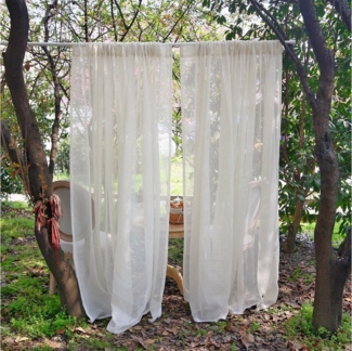 BTTO V&G Vorhang Vintage Vorhang Creme,Stangentasche Transparente Leinen Fenstervorhang (1 St), Sichtschutz für Tür & Wohnzimmer, Maschinenwaschbar