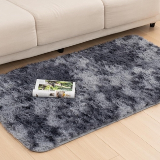 Hochflor Langflor Teppich Grau 80x150 Weich Schlafzimmer Shaggy Carpet