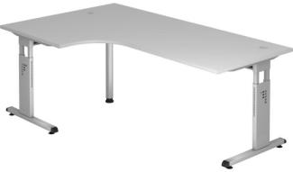 Winkeltisch OS82 C-Fuß 200x120cm 90° Grau Gestellfarbe: Silber