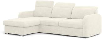 MEBLINI Schlafcouch mit Bettkasten - Ecksofa mit Schlaffunktion - Sofa mit Relaxfunktion und Kopfstützen - Couch L-Form - Eckcouch - Wohnlandschaft - EMERALD - 215x167x84cm - Weiß Webstoff