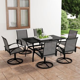 vidaXL 7-tlg. Garten-Essgruppe Textilene und Stahl 3060284