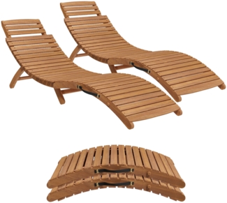 STEELSØN 'Ophira' Gartenliege, natur geölt, Massivholz Akazie, wetterfest, 68x190x54 cm, klappbar, Sonnenliege mit verstellbarer Kopflehne, 2er-Set