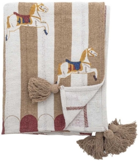 Wolldecke Bloomingville Decke MERRY GO ROUND Natur Braun 160x130 cm, Bloomingville