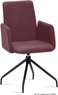 Armlehnstuhl drehbar (6er-Set) Djanna 52 x 92 x 60 Schwarz/Marsala