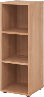 bümö Regal Nussbaum, Standregal aus Holz für 3 Ordnerhöhen - Bücherregal klein 40 cm schmal, Aktenregal für Ordner & Bücher, kleines Büroregal, Holzregal, Ordnerregal, Buchregal Dachschräge, 934RE-N