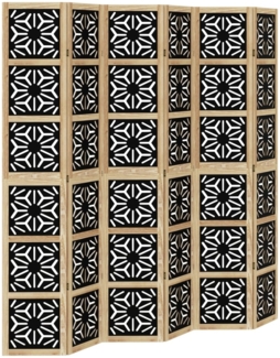 vidaXL 6-tlg. Raumteiler Braun und Schwarz Massivholz Paulownia 358812