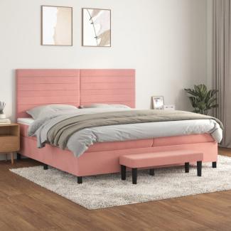 vidaXL Boxspringbett mit Matratze Rosa 200x200 cm Samt 3137928