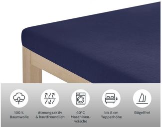 OTTO home Spannbettlaken Physalis Topper COMFORT, 100% Baumwolle, 150 g/m², Jersey, Gummizug: rundum, (1 Stück), Baumwolle, Matratzen bis 10 cm Höhe, Bettlaken, Spannbetttuch, Laken