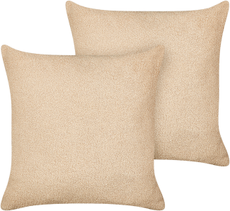 Kissen 2er Set LEUZEA Bouclé 45 x 45 cm Kein Muster Sandbeige