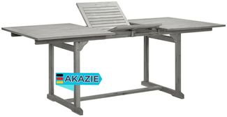 Garten-Esstisch VEGO Grau (150-200)x100x75 cm Massivholz Akazie Eckig | Gartentisch Holz klappbar Outdoortisch Terrassentisch verstellbar