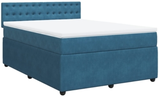 vidaXL Boxspringbett mit Matratze Blau 160x200 cm Samt 3287798