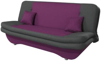 Klick-klack-Sofa Schlafsofa KANDY in Stoff Violett-Dunkelgrau