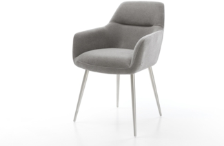 Esszimmerstuhl Pejo-Flex Strukturstoff Soft Grau 4-Fuß konisch Edelstahl Taschenfederkern
