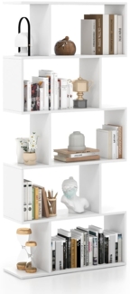 5-stufiges Bücherregal mit Kippschutz freistehender Raumteiler dekoratives Ausstellungsregal Weiß