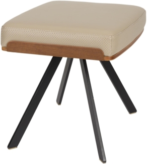 Hocker Frie | Eleganter Hocker in Lederoptik & Walnussfurnier