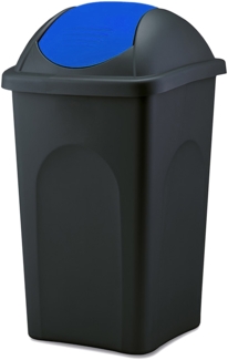 BigDean Mülleimer groß 60L - schwarz - mit Schwingdeckel blau - aus Kunststoff - Müllsammler Abfalleimer Mülltonne Abfallbehälter - Made in Italy