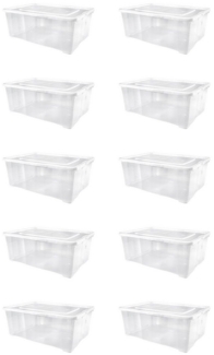 Gardissimo Unterbettkommode 10 er Set Unterbettboxen Unterbettkommoden Stapelboxen Kunststoff 25 L (Spar-Set, 10 Boxen + Deckel), stapelbar / nestbar