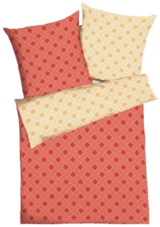 Kaeppel Wendebettwäsche 135x200cm / 155x220cm Classy Kaeppel, Seersucker, 2 teilig, Orange Gelb Rauten Striche