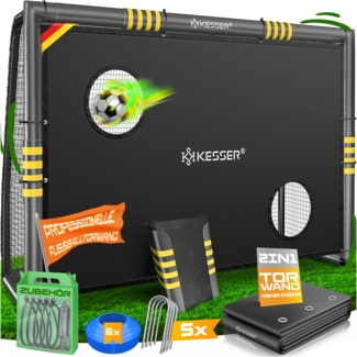 KESSER® Fußballtor für Garten robustes Outdoor Training Schusstraining UV-beständigem Netz, Stahlrahmen mit Polsterung, Erdhaken, Luftpumpe, Hüttchen, Montagezubehör für Kinder und Erwachsene Anthrazit, 180cm, mit Torwand