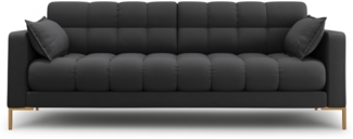 Micadoni Sofa Mamaia 4-Sitzer Strukturierter Stoff Dunkelgrau Metall Gold