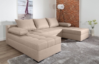 COLLECTION AB Wohnlandschaft Josy, U-Form, Schlafsofa mit Bettkasten, flexible Recamiere, Breite: 269cm, inklusive Rückenkissen