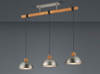 Hängeleuchte, Holz, Höhenverstellbar, nickel-matt, L 107 cm