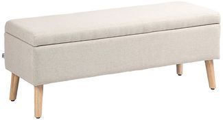 HOMCOM Sitzbank Bettbank mit Stauraum, Leinenoptik, 110 x 39 x 45 cm (Truhenbank, 1-St, Polsterbank), für Wohnzimmer, Schlafzimmer, Beige