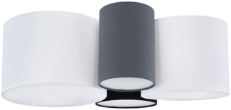 Deckenleuchte, Textil weiß, grau, schwarz, L 64 cm