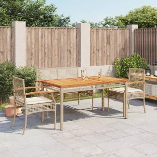 vidaXL 4-tlg. Garten-Essgruppe mit Kissen Beige Poly Rattan 3213585