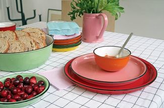 Teller Speiseteller Essteller Groß Ø27cm Geschirr Retro Cabanaz rot 1201500