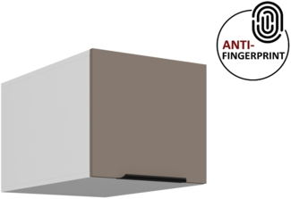 Küchen Aufsatzschrank 40 cm ARIA Sandgrau ultra matt + Weiss matt, hochwertige Fronten mit Anti Fingerprint Beschichtung Küchenzeile Küchenblock