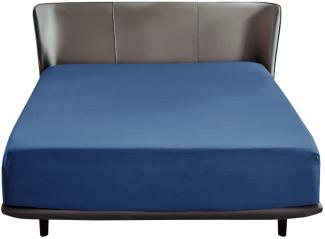 Bedsure Spannbettlaken 160x200cm Boxspringbett Topper - Polyester Mikrofasermaterial Bettlaken 160x200 cm für Matratzenhöhe bis 30 cm, weiches Spannbetttuch Leintuch, Blau