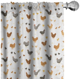 Abakuhaus Gardine Vorhang für Wohnzimmer Schlafzimmer Dekor, Microfaser, ländlich Huhn und Hahn-Federn