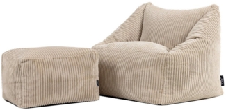 icon Sitzsack Kinder aus Cord flauschig mit Hocker „Natalia“ (Spar-Set, 1 x Sitzsack, 1 x Hocker), 55x44 cm, Made in Germany, für Kinderzimmer