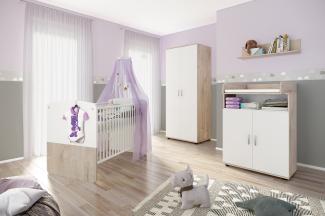 nonjoo Lani Set 3: best. aus Babybett, Kommode, Wickelaufsatz, Wandboard und Kleiderschrank 2-trg.