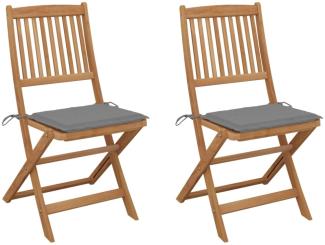 vidaXL Klappbare Gartenstühle 2 Stk. mit Kissen Massivholz Akazie 3064645